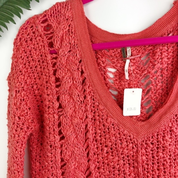 Free People Long Sleeve Open Knit V-Neck Sweater - Picture 8 of 8